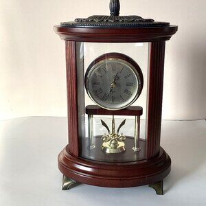 Vintage Bombay Oval Shaped Mantle Anniversary Clock Has Pendulum